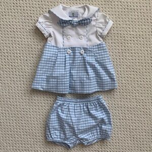 NWOT Florence Eiseman Sailor Dress with Bloomers Blue Gingham